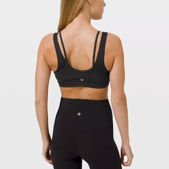 RARE Lululemon Run Layered Soft Sports Bra Black 4 - Picture 4 of 10